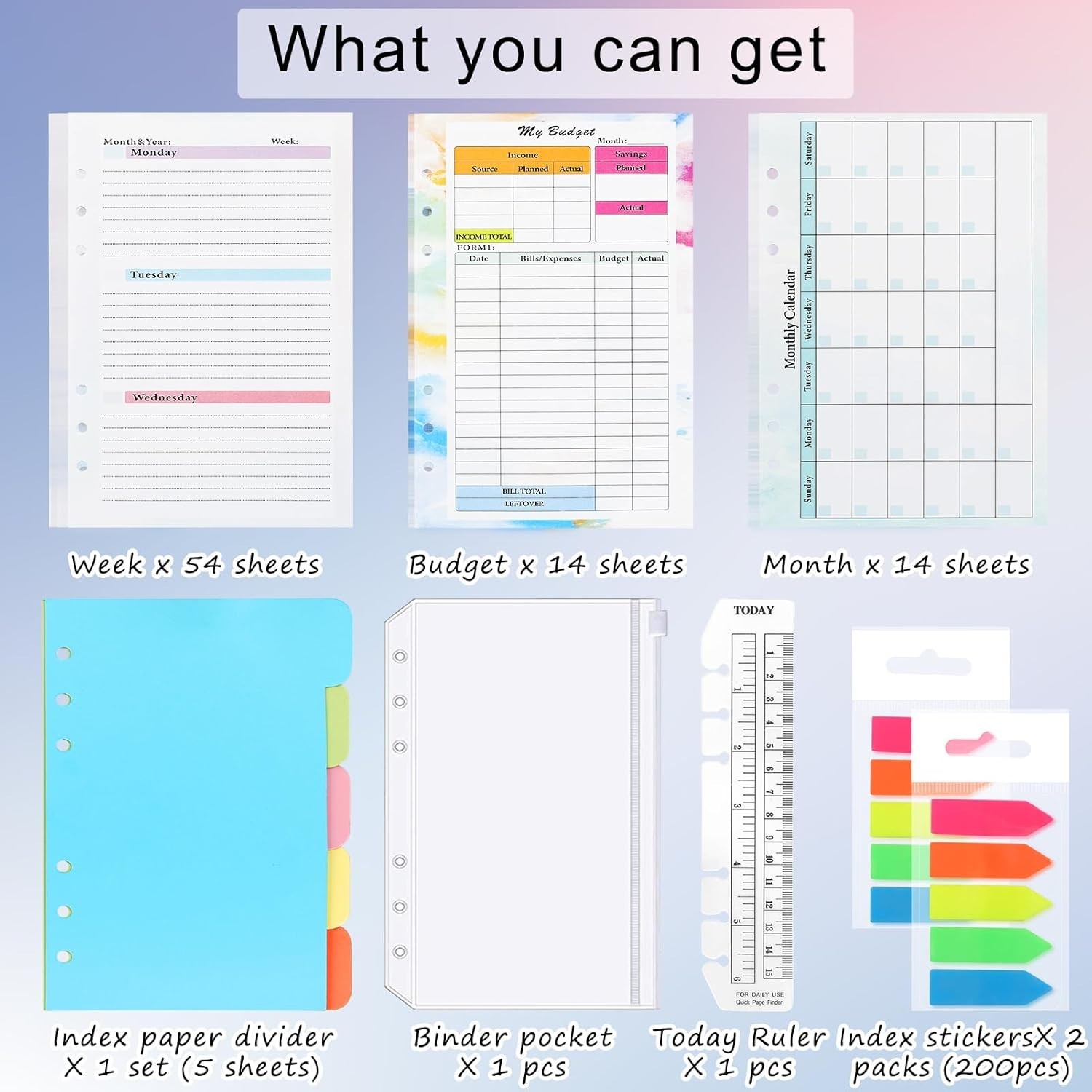 Toplive 7 Pack A5 Planner Inserts Monthly Weekly Planner Refills Paper 6 Ring Ex
