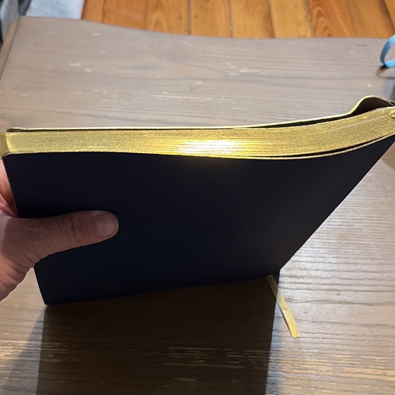 Blue & Gold Celestial Moon & Stars Lined Journal Notebook w/ Ribbon Bookmark