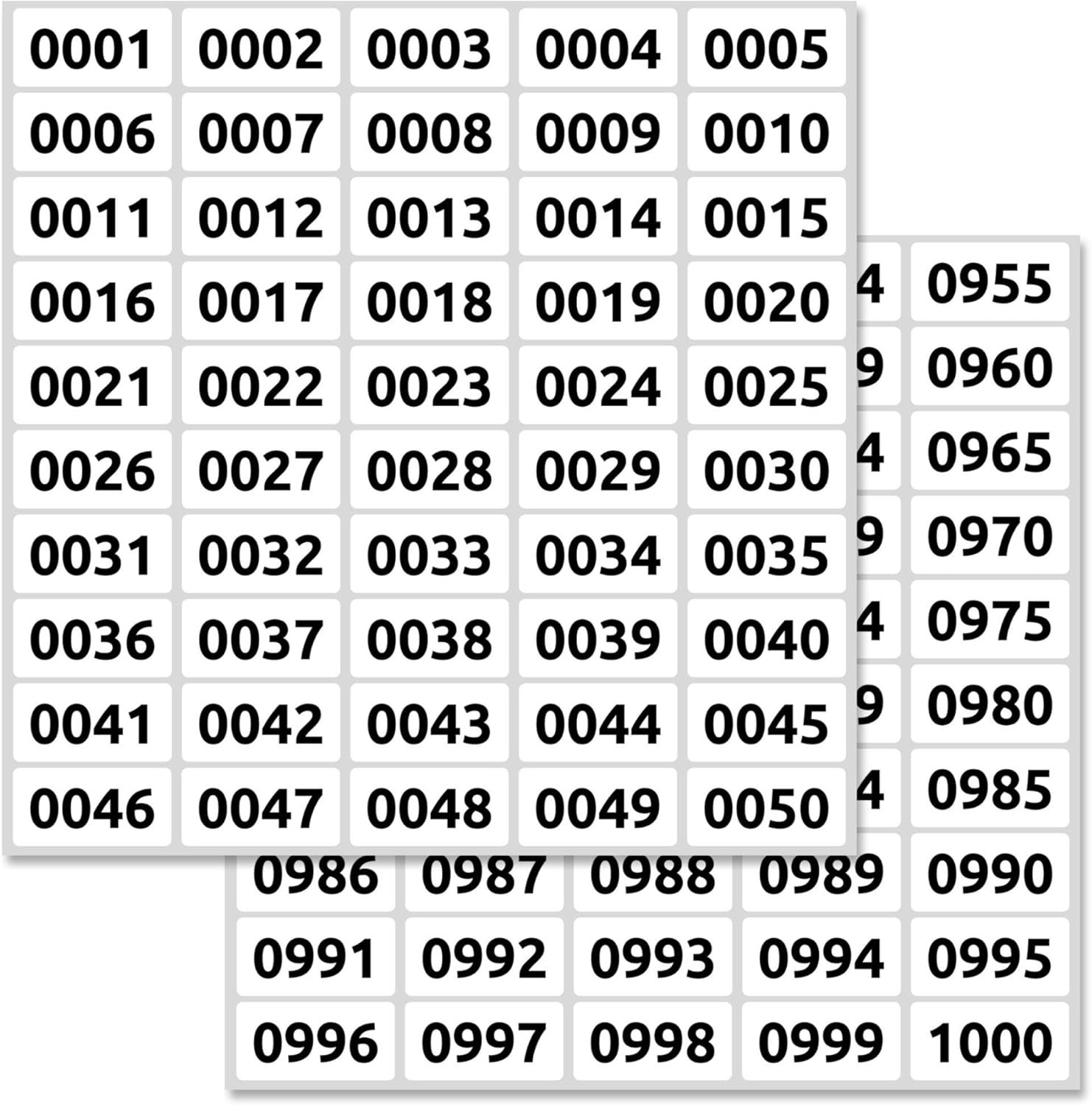 1-1000 Consecutive Number Inventory Labels Stickers Sheets, 1.5″ X 0.75″
