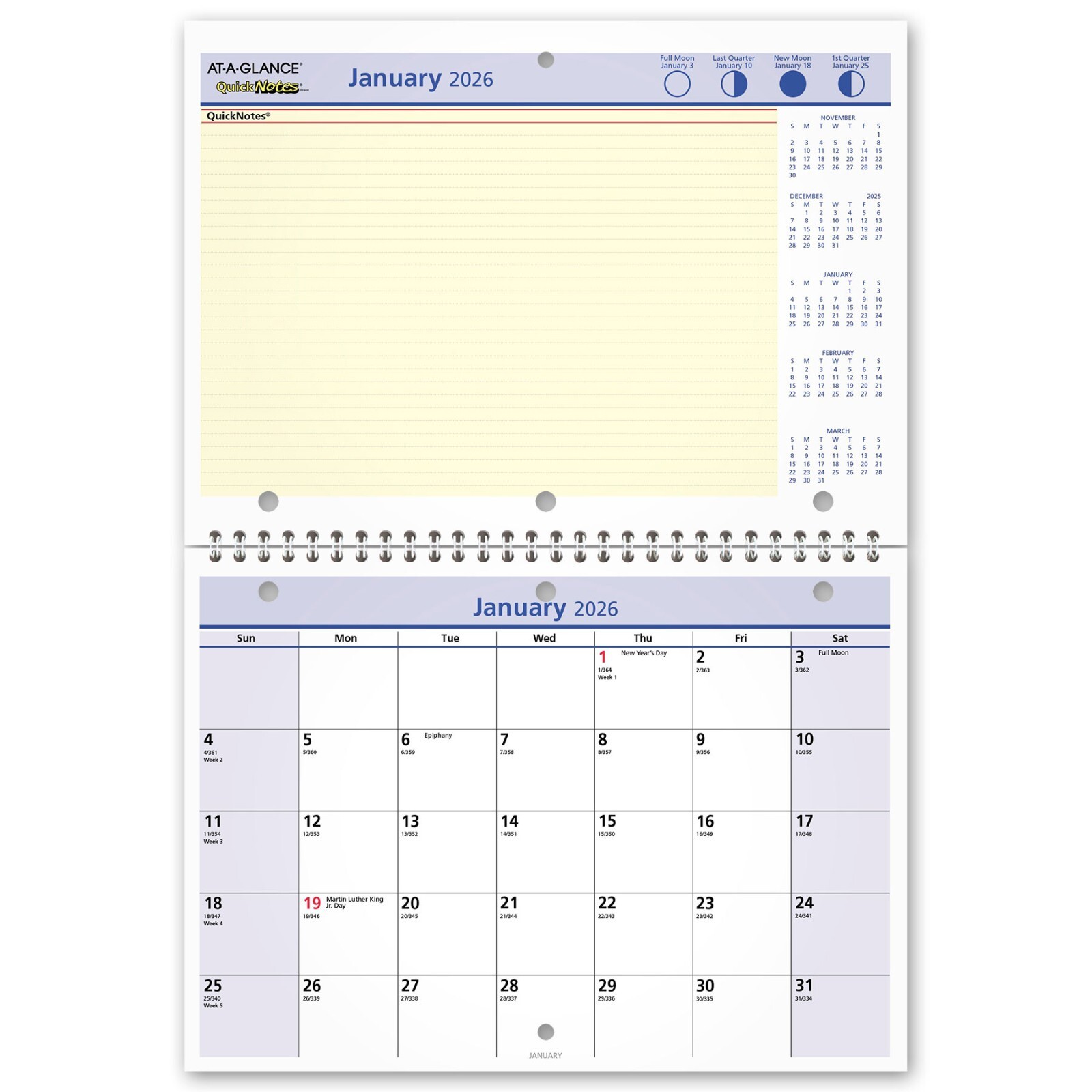 2026 At-A-Glance QuickNotes PM50-28 Monthly Desk-Wall Calendar, 11 x 8″