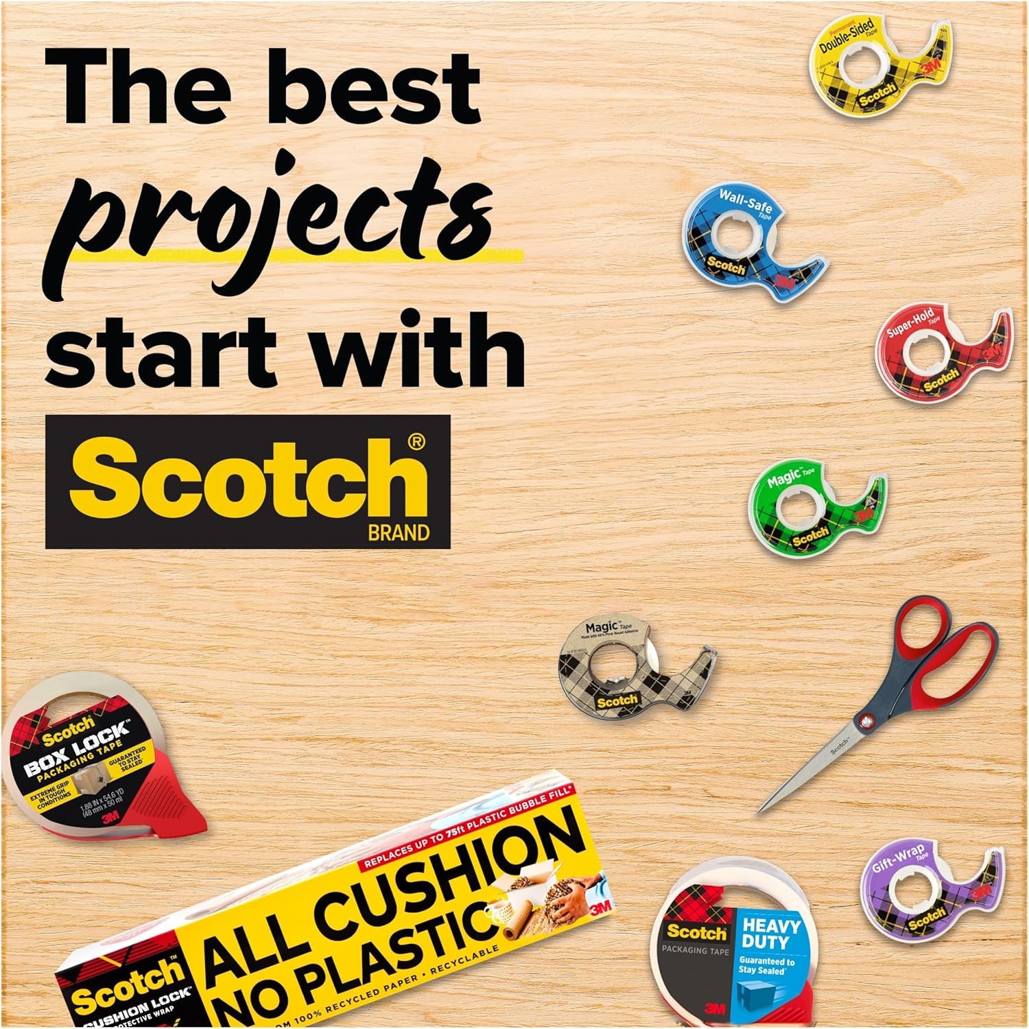 Scotch Wall-Safe Tape, 1 Dispenser Roll, Removable Wall Safe Tape, for Hanging P