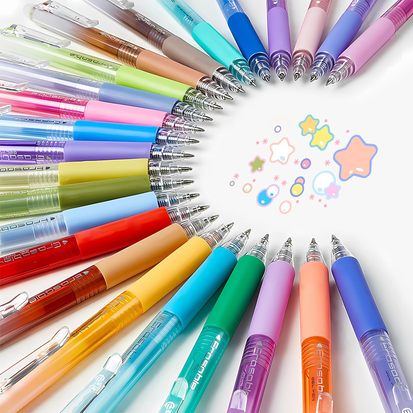 BAYTORY 24Pcs Colored Erasable Gel Pens, 1 Count (Pack of 24), Multicolor