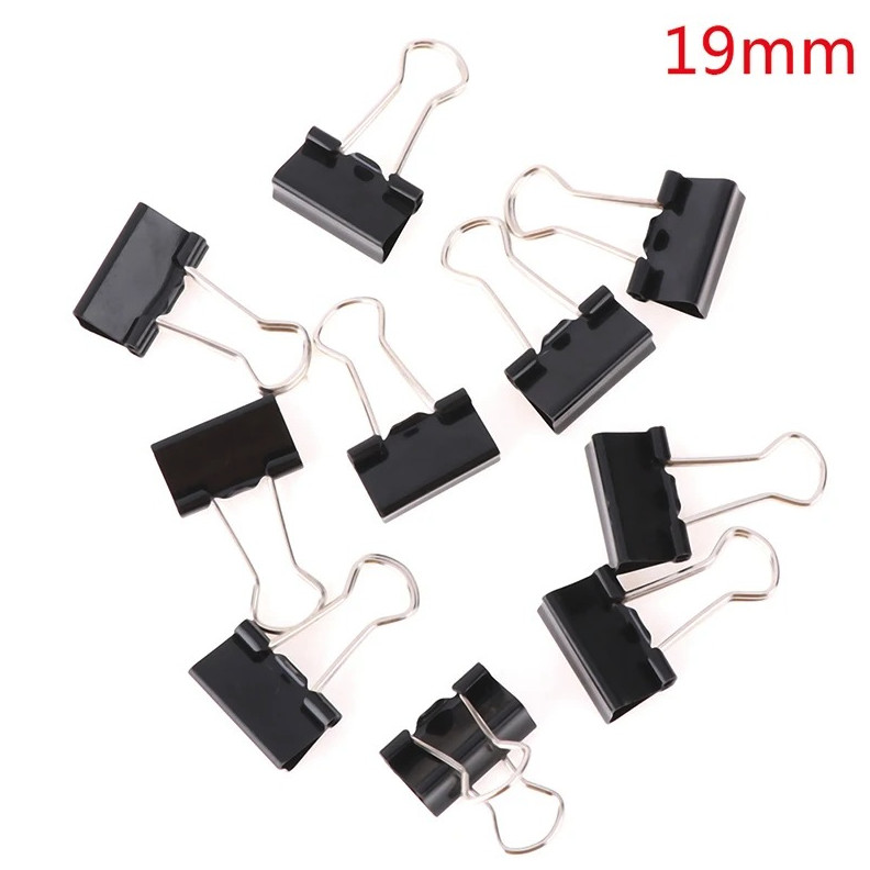 10pcs Black Metal Binder Clips Paper Clamps 19/25/32mm Office Set – NEW