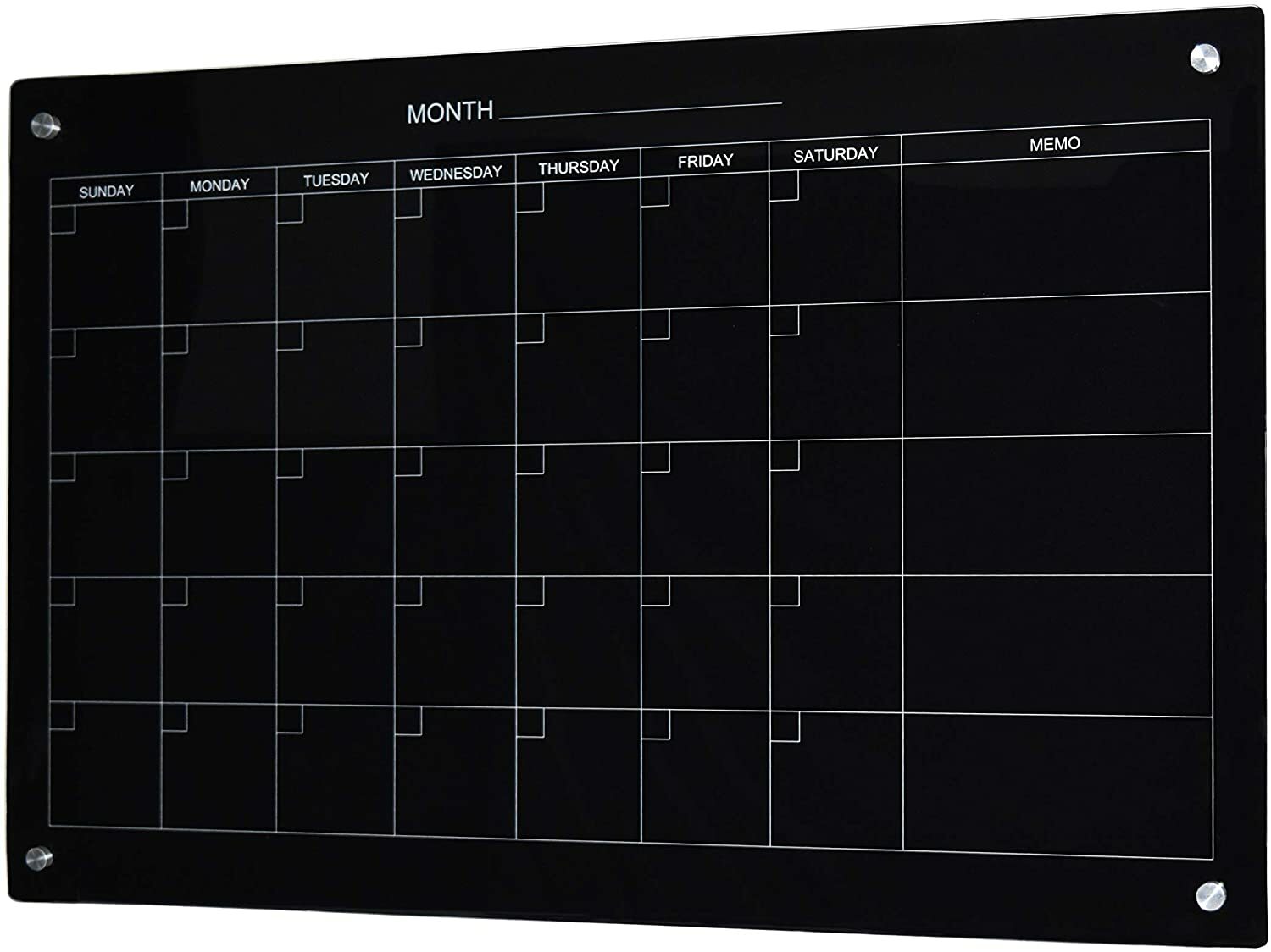 Audio-Visual Direct Magnetic Glass Calendar Dry-Erase Board Set, Monthly