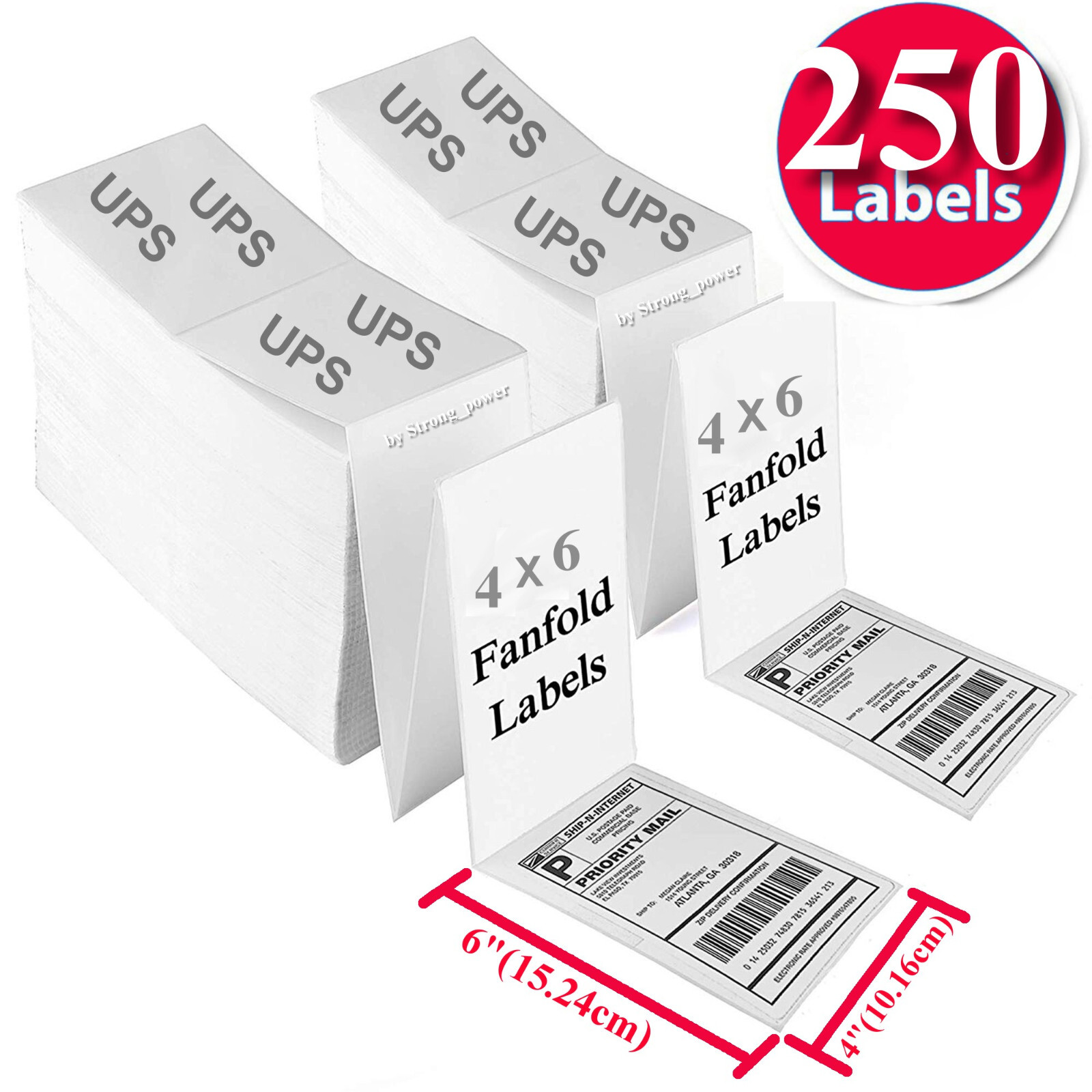 250 Fanfold 4×6 Direct Thermal Label. High Quality. Certified by UPS 4″X6″ Label