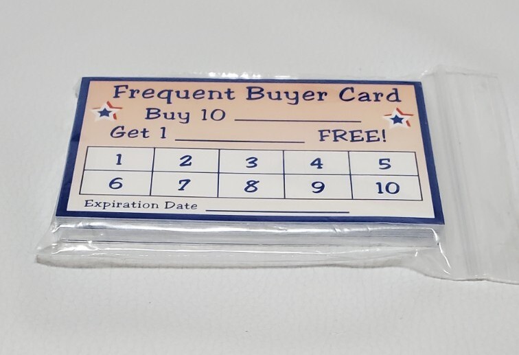 *Pack of 25* 10 Punch Card/Get 1 FREE Frequent Buyer Car size of Business Cards