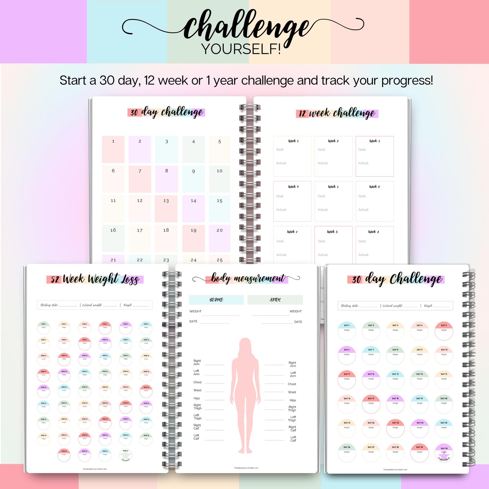 12 Month Weight Loss Journal | Pounds Lost & Body Measurements Tracker – A5 R…