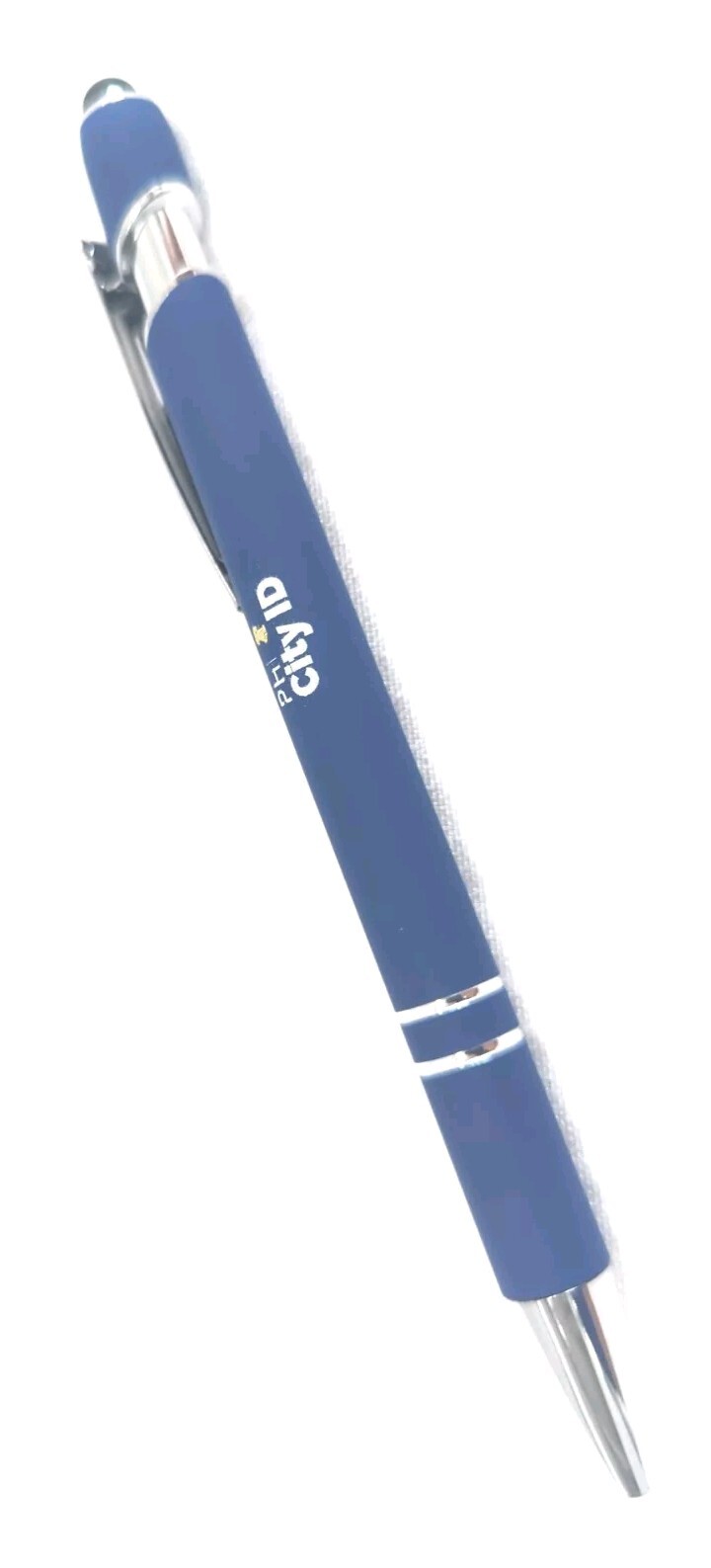 10ct Misprint/Overstock Lot Alpha Metal Soft Touch Stylus Click Pens ROYAL BLUE