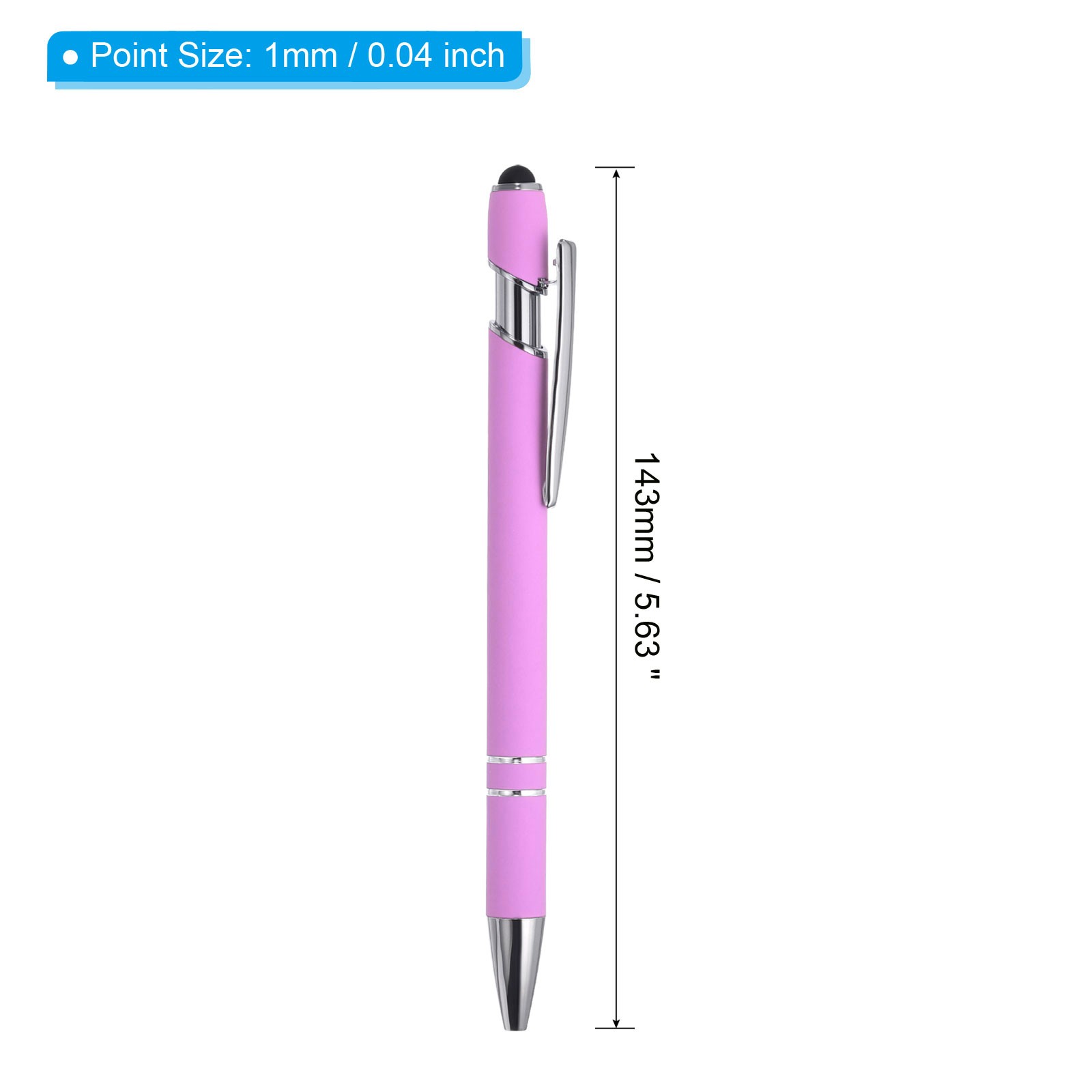 Ballpoint Pen with Tip, 12 Pack 2 in 1 Metal Pen Style 1, Light Purple